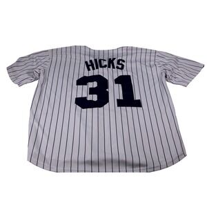 Majestic Jersey Shirt Mens XL White‎ Hicks 31 New York Yankees Pinstripe